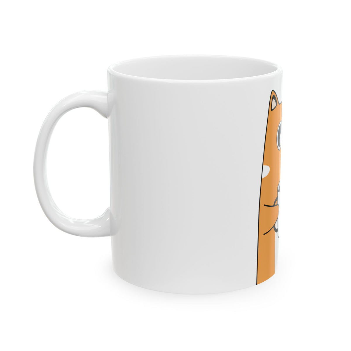 Cute Cat Coffee Mug – Orange Cat Holding Coffee, Cute Ceramic Tea Cup (11oz & 15oz)