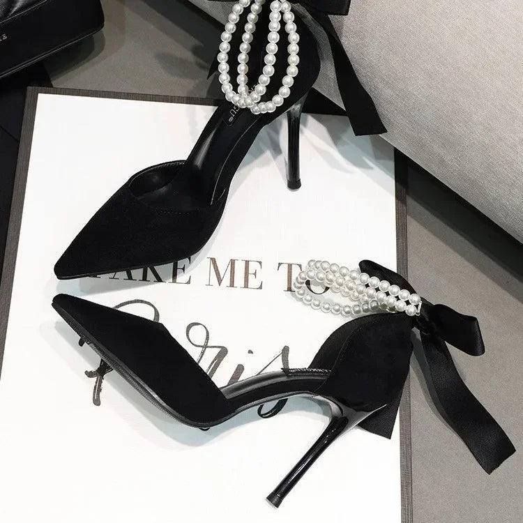 Comemore Lace-Up Bow Stiletto Sandals