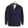 pure Cotton Sweaters Men's High Quality Autumn Cable Knit Christmas Sweater With Zipper Turtleneck Pullovers Zipper Pull Homme