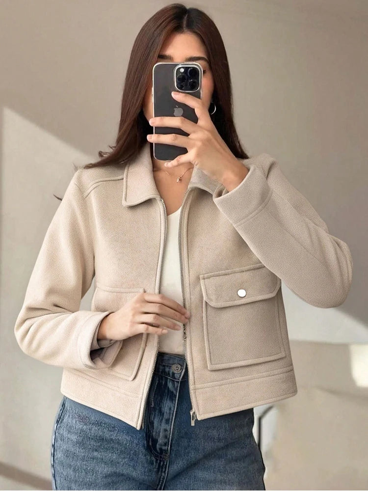 SLTNX Women's Zipper Jacket Coat Elegant Women's Jacket